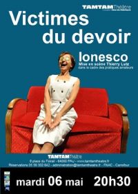 Victimes du devoir, pièce de Ionesco. Le mardi 6 mai 2014 à Pau. Pyrenees-Atlantiques.  20H30